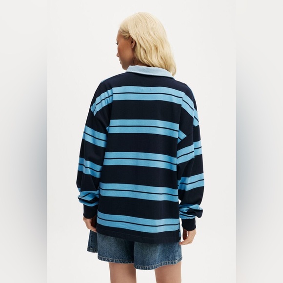 Women’s Cotton On David Bowie Long Sleeve Striped Polo Shirt Size S - Picture 4 of 5